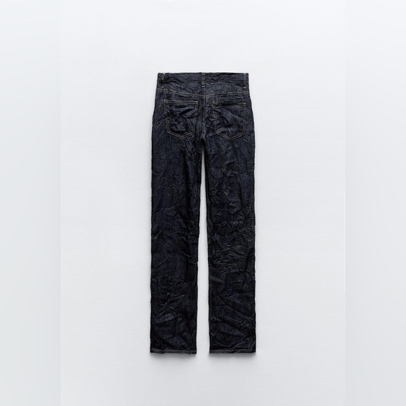 Zara NWT Mid Waist Wrinkle Effect Jeans - Picture 8 of 11